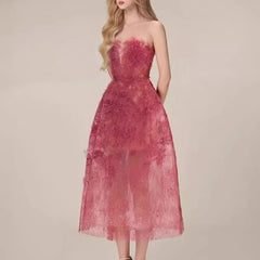 Lunivop Fashion Women Dress Sleeveless Strapless Solid Color Lace Female Summer Party Dresses New Tide