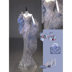 Lunivop Silver banquet fish tail toasting temperament dress