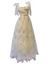 Lunivop Embroidered Mesh Strapless Dresses For Women Slash Collar High Waist Thin Elegant Dress Female Spring 2025 New