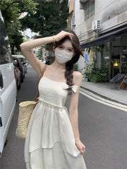 Lunivop Sweet super fairy strapless suspender dress for women in summer vacation, high waist slimming irregular cake skirt
