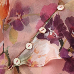 Lunivop Ruffles V neck Floral Print Chiffon Full Sleeve Dress Woman Ball Tassel Lacing up Bow Waist Mini Summer Dresses Femme Robe