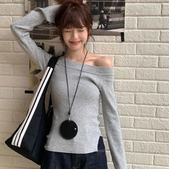 Lunivop Simple Autumn O Neck Long Sleeve Punk Shirts Fashion All Match American Casual Tops Y2k Aesthetic Streetwear Girl Clothing