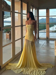 Lunivop Patchwork Dress Women See Through Temperament Solid Pleated Strapless Sleeveless Backless Slim Banquet Party Vestidos