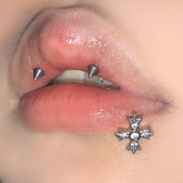 Lunivop 1Pc Trendy Sweet Cool Style Stainless Steel 1.2mm Cross Zircon Inlaid Lip Stud for Cool Girls Body Piercing Gift