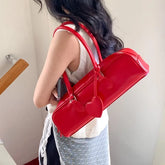 Lunivop Vintage Red Shoulder Bags Purse Women Fairycore Aesthetic Heart Pu Leather Y2k Underarm Bag Ladies Harajuku Handbag Chic