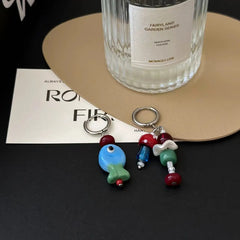 Lunivop Asymmetrical Blue Earrings for Women High-End Design Slimming Versatile Small Party Jewelry Accessory