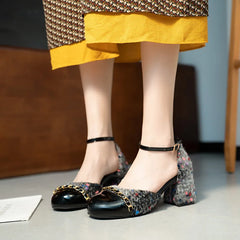 Lunivop Women Shoes High Heels Mary Jane Sandals Black Pink Thick Heels Sweet Bty damskie Round Toe All-match Zapatos Dames Schoenen