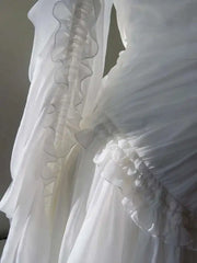 Lunivop Chiffon Ruffled Irregular Ball Dresses For Women Asymmetric Neckline Elegant White Dress Formal Clothing New 2025