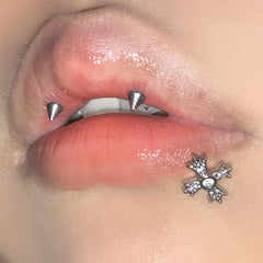 Lunivop 1Pc Trendy Sweet Cool Style Stainless Steel 1.2mm Cross Zircon Inlaid Lip Stud for Cool Girls Body Piercing Gift