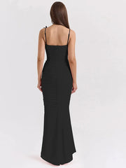 Lunivop Sexy Backless Butterfly Ruched Women Maxi Dress Pink Spaghetti Strap Evening Dress Summer Skinny Vacation Party Clubwear