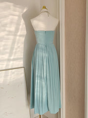 Lunivop Spring And Summer New Delicate Light Blue Strapless Pleated Women Dress Sweet Style Charming Dresses Female