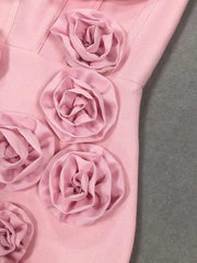 Lunivop Solid 3D Flowers Spliced Design Dresses Women's Strapless Sleeveless High Waist Slim Elegant Dress Autumn 2025 New