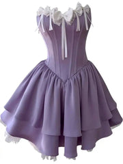 Lunivop Women's Lace Bow Lace-up Design Dresses Strapless High Waist Sleeveless Slim Elegant Dress Female Autumn 2025 New