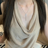 Lunivop New Fashion Cute Sweet Zirconia Cross Bow Pendant Necklace for Women Girls Dainty Layered Choker Necklace Party Jewelry Gift