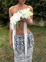 Lunivop Ruffled Leopard Printed Long Skirt Female High Waist Patchwork Striped Loose Summer New Streetwear Ladies Maxi Skirt