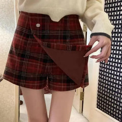 Lunivop Preppy Style Plaid Skirt Women Sweet Vintage Red Short Skirt Korean Style Elegant Autumn Winter Fashion A-line Skirts