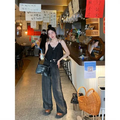 Lunivop Sexy Halter Sleeveless Vest Two Piece Sets 2025 Summer New Slim Fit Black Tank Top+ Fashion Street Print Camisole Tops Women