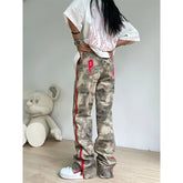 Lunivop Hip Hop Vintage Women Camouflage Jeans High Street Spring Autumn High Waist Pants Streetwear Fashion Loose Y2k Casual Trousers