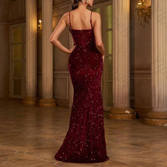 Lunivop Spaghetti Strap Mermaid Sequin Sleeveless Evening Dresses Elegant Celebrity Dress Sexy High Quality Prom Party Gowns