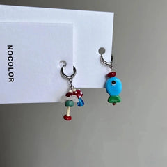 Lunivop Asymmetrical Blue Earrings for Women High-End Design Slimming Versatile Small Party Jewelry Accessory