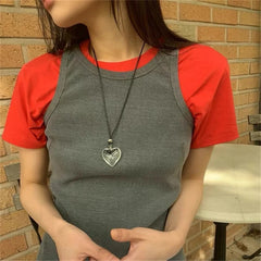 Lunivop Korean Fashion Transparent Glass Big Heart Love Pendant Rope Chain Necklace For Women Trendy Aesthetic Charm Jewelry Accessories