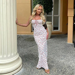 Lunivop hirigin Ruffled Backless Halter Dresses Female Lace Elegant High Waist Spaghetti Patchwork Party Dress Summer Women Maxi Dress