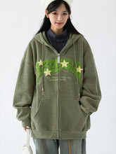 Lunivop Y2K Retro Corduroy Jacket Women Letter Long Sleeve Harajuku Streetwear Coats Vintage Pockets American Bf Hooded Tops Fall