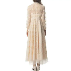 Lunivop Fashion Women's Elegant Dresses Sequins Embroidery Long Sleeve Princess Mesh Dress 2025 Spring New Female Clothing