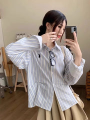 Lunivop Vintage Cute Striped Shirt Women Casual Long Sleeve Sweet Blouse Japan Spring Retro Kawaii Embroidery Female Design Tops
