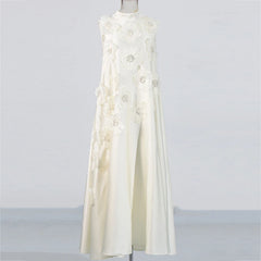 Lunivop Elegant Beautiful Women Dress 3D Floral Embroidered Flares Design Loose Sleeveless Summer Dresses