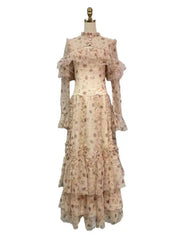 Lunivop Women's Sequin Fake 2 Pcs Ruffled Dresses Round Neck High Waist Long Sleeve Elegant Dress Female Autumn 2025 New