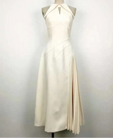 Lunivop Women Fashion Dress Lapel Hollow Out Sleeveless Patchwork Pleated Waist Asymmetric Elegant Dresses Summer New