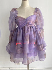 Lunivop Summer super organza fairy princess puff sleeve long-sleeved dress temperament meat-covering medium and long fairy dress