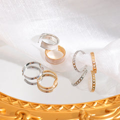 Lunivop 3Pcs/Set Trendy Simple Hollow Opening Ring for Women Exquisite Alloy Adjustable Ring Elegant Niche Design Party Jewelry Gifts