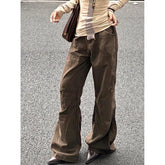 Lunivop Women Winter Khaki Baggy Jeans Vintage Cowboy Pants Harajuku Aesthetic Streetwear Denim Trousers Y2k 2000s Style Clothes
