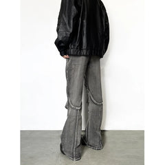 Lunivop Grey Jeans Women Y2K Hip Hop Fashion Vintage High Waisted Cargo Jeans Streetwear Casual Loose Pockets Girl Wide Leg Denim Pants