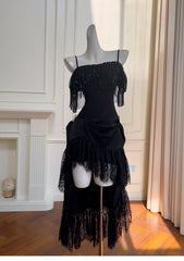 Lunivop Fashion Women's Suspenders Dress Sleeveless Tassels Irregular Patchwork Lace Female Party Dress New Tide