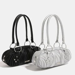 Lunivop Hot Girls Silver Shoulder Bags Women New High Street Pu Leather Casual Y2k Handbag Female Vintage Underarm Bag Aesthetic