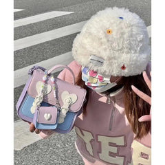 Lunivop Harajuku Purple Messenger Bag Women Sweet Cool Leather Square Crossbody Bags Ladies Hot Girls Cute Y2k Bag Aesthetic