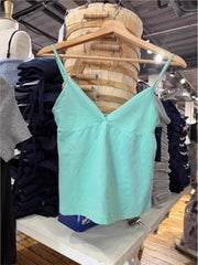 Lunivop Mint Green V-neck Slim Tank Top Women Simple All-match Cross Cotton Backless Cropped Vests Female Sweet Cute Vintage Camisole