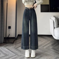 Lunivop High Waist Retro Narrow Wide Leg Pants Women Winter New Slimming High Waist Loose Hanging Feel Ankle Length Casual Trousers