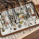 Lunivop New Goth Vintage Colorful Stones Flower Pendant Necklace for Women Trendy Punk Collier Hippie Aesthetic Jewelry Christmas Gift