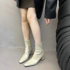 Lunivop High Quality Soft PU Leather Women Ankle Boots Square Toe Square Heel Short Boots Autumn Winter Women Shoes Chelsea Boots