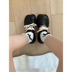 Lunivop Small Leather Shoes Women's New British Style Sweet Platform Shoes Round Toe Casual Lace-up Mary Jane Shoes Chaussure Femme