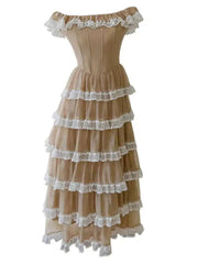 Lunivop Mesh Lace Spliced Long Dresses For Women Slash Collar High Waist Sleeveless Elegant Dress Female 2025 New Clothing