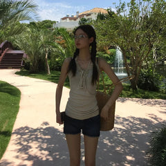 Lunivop Japanese Y2k Tank Tops Women Sleeveless V Neck Crop Tops Streetwear American Retro 90s Backless Camis Tops Summer