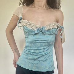 Lunivop Retro Lace Spliced Skinny Exquisite Patchwork Camisole Classical Sweet Chic Fashion Women Blouses Y2k Clothes Coquette Aesthetic