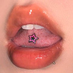 Lunivop Titanium Steel External Thread Color Five Pointed Star Tongue Stud Spicy Girl Style Daily Party Puncture Jewelry