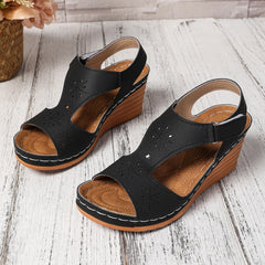 Lunivop Women's High Heel Sandals Large Size Slip-On Thick Bottom Fish Mouth Hollow out Roman Style Fashionable Sandals