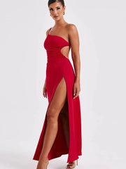 Lunivop Sexy One Shoulder Bandage Women Maxi Dress Backless High Slit Evening Dress Female Summer Skinny Elegant Party Clubwear